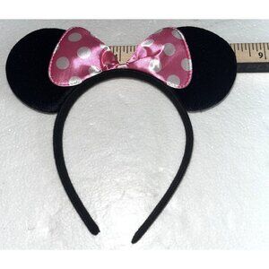 Childs Minnie Mouse Ears Headband With Pink Polka Dot Satin Bow‎ Disney Party